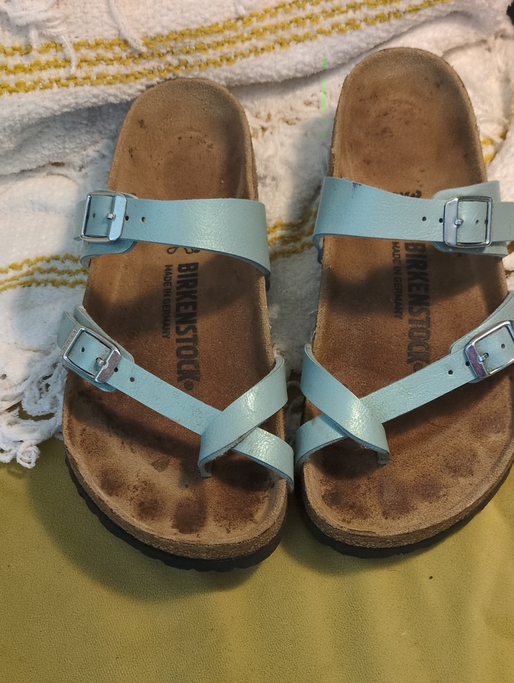 Birkenstock women's Light Blue Crisscross Buckle Sandals